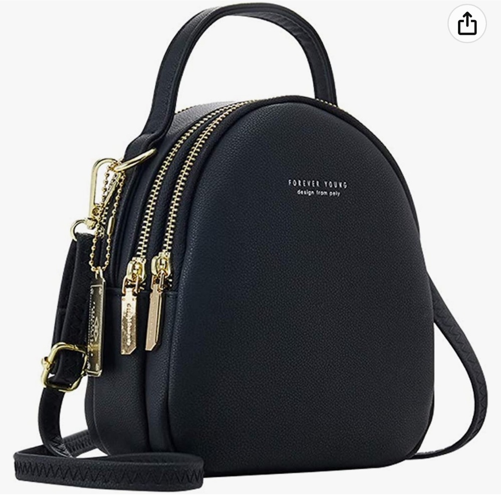 Black mini backpack purse bag